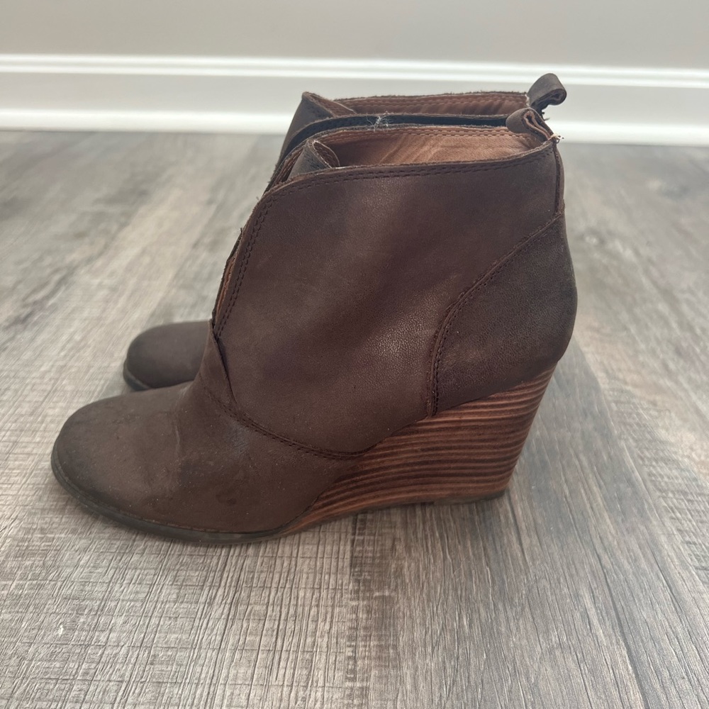 Lucky Brand Leather Wedge Booties